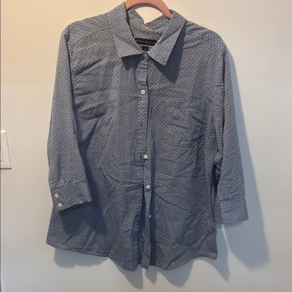 Women's Blue Button-Up Shirt